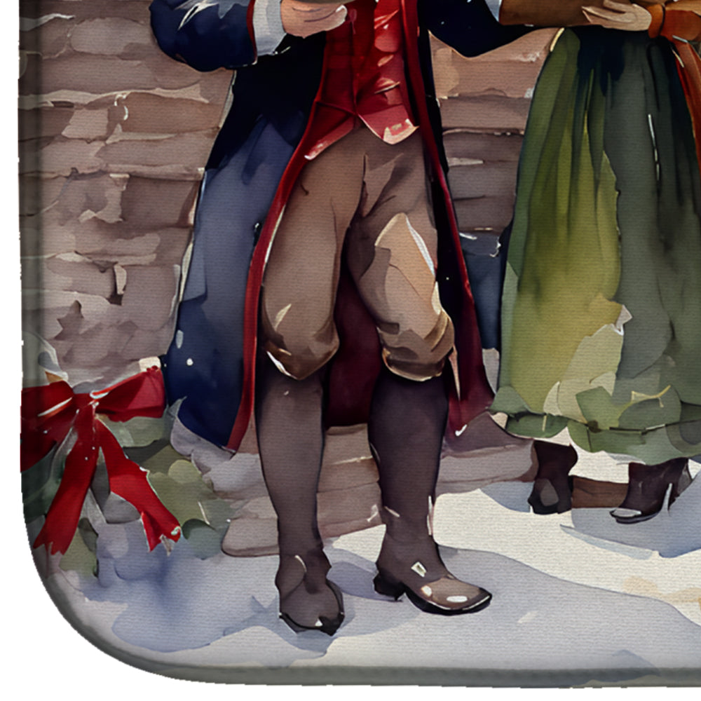 Victorian Christmas Carolers Group Holiday Scene Dish Drying Mat Absorbent Dish Drying Mat Pad for Kitchen Counter Dish Drainer Mat for Countertop, 14 x 21", Multicolor