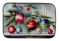 Christmas Ornaments on Pine Branch Dish Drying Mat Absorbent Dish Drying Mat Pad for Kitchen Counter Dish Drainer Mat for Countertop, 14 x 21", Multicolor