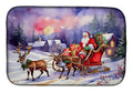 Santa Sleigh Village Night Christmas Watercolor Dish Drying Mat Absorbent Dish Drying Mat Pad for Kitchen Counter Dish Drainer Mat for Countertop, 14 x 21", Multicolor