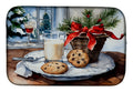 Christmas Cookies and Milk for Santa Dish Drying Mat Absorbent Dish Drying Mat Pad for Kitchen Counter Dish Drainer Mat for Countertop, 14 x 21", Multicolor