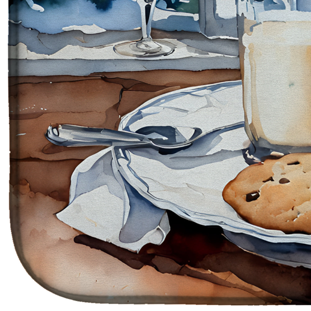 Christmas Cookies and Milk for Santa Dish Drying Mat Absorbent Dish Drying Mat Pad for Kitchen Counter Dish Drainer Mat for Countertop, 14 x 21", Multicolor