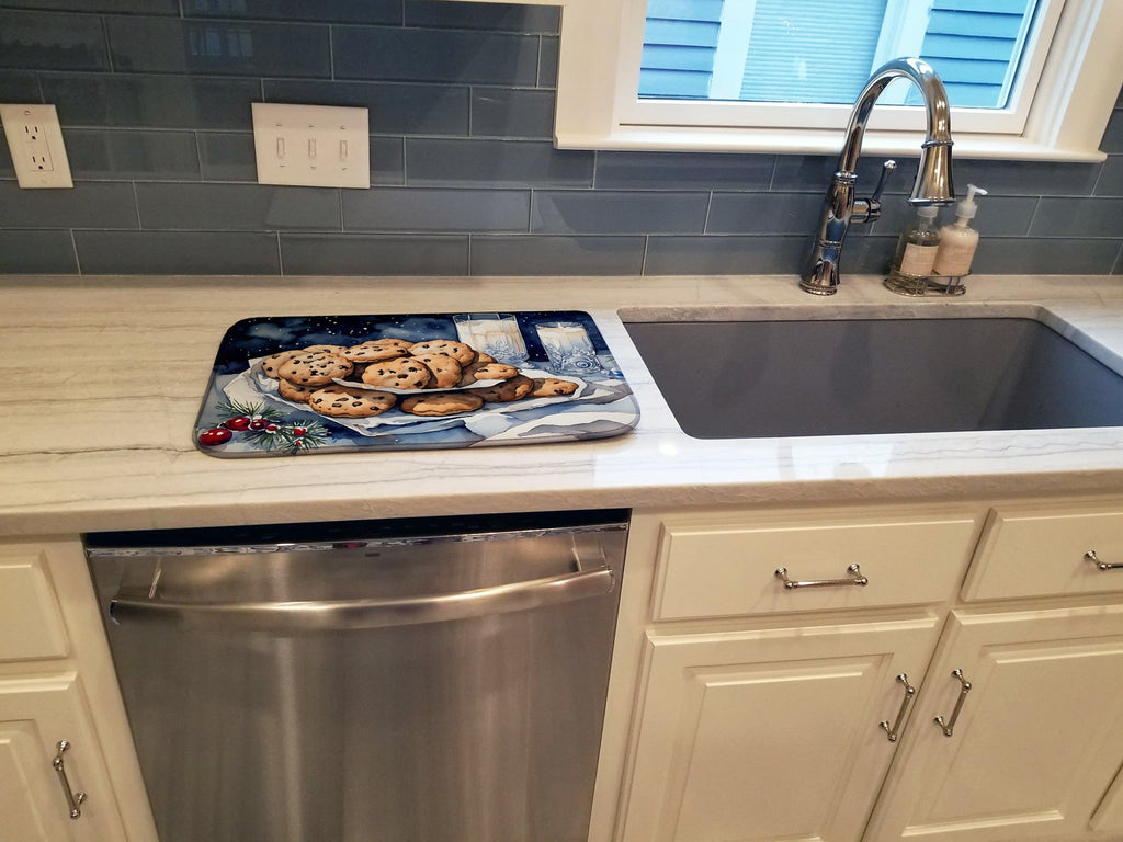 Chocolate Chip Cookies Christmas Plate Dish Drying Mat Absorbent Dish Drying Mat Pad for Kitchen Counter Dish Drainer Mat for Countertop, 14 x 21", Multicolor