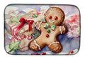 Gingerbread Cookie with Gift Christmas Watercolor Dish Drying Mat Absorbent Dish Drying Mat Pad for Kitchen Counter Dish Drainer Mat for Countertop, 14 x 21", Multicolor
