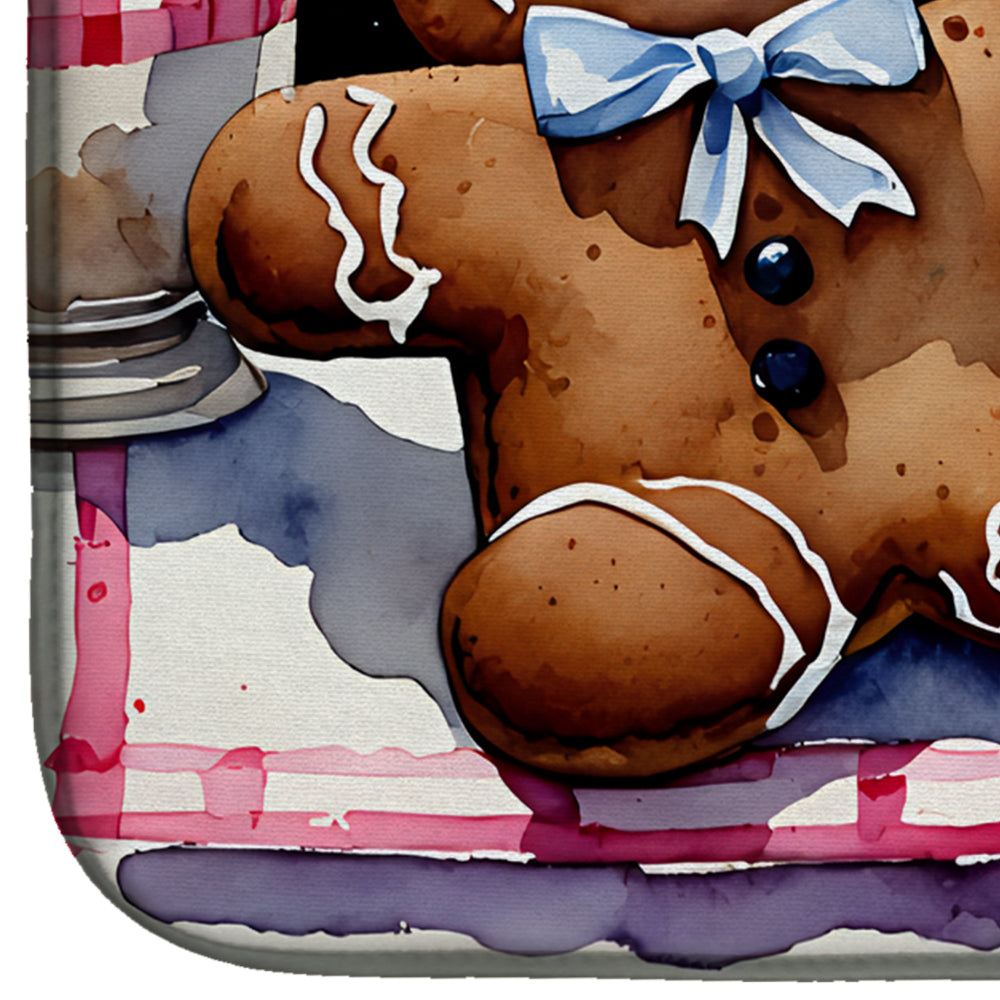 Gingerbread Couple Christmas Cookies Dish Drying Mat Absorbent Dish Drying Mat Pad for Kitchen Counter Dish Drainer Mat for Countertop, 14 x 21", Multicolor