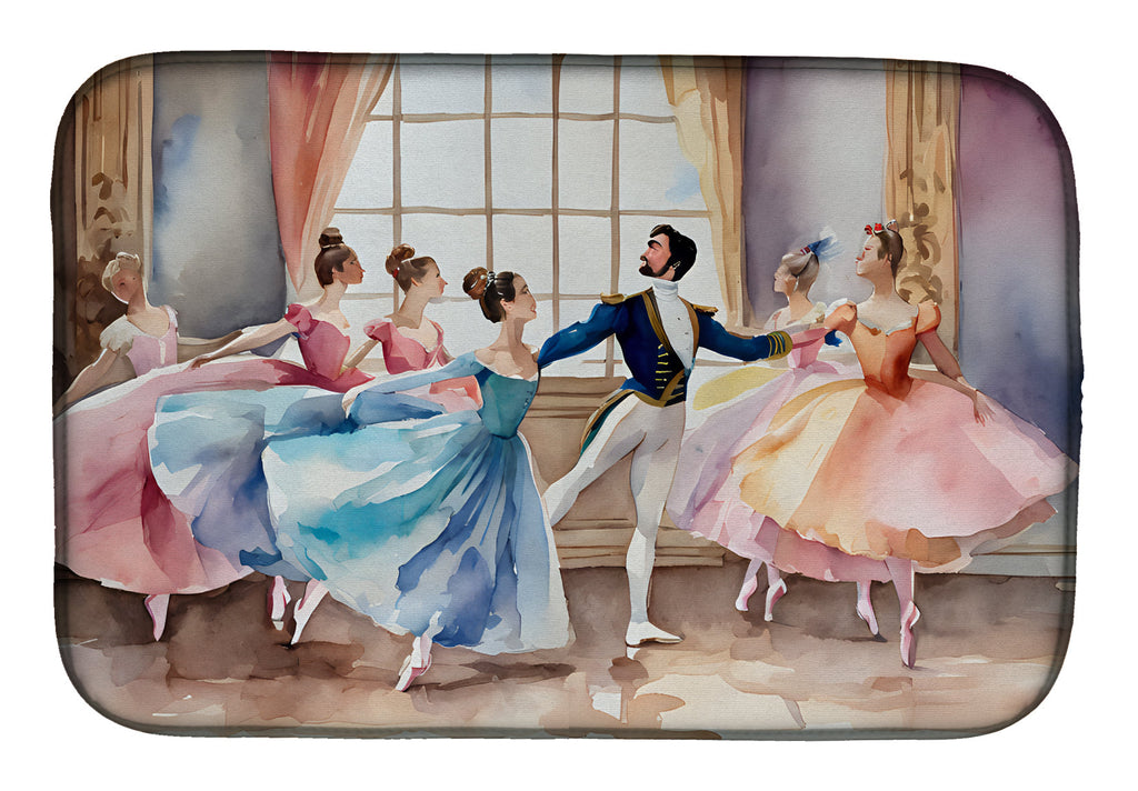 Christmas Nutcracker Ballet Dancers Performance Watercolor Dish Drying Mat Absorbent Dish Drying Mat Pad for Kitchen Counter Dish Drainer Mat for Countertop, 14 x 21", Multicolor