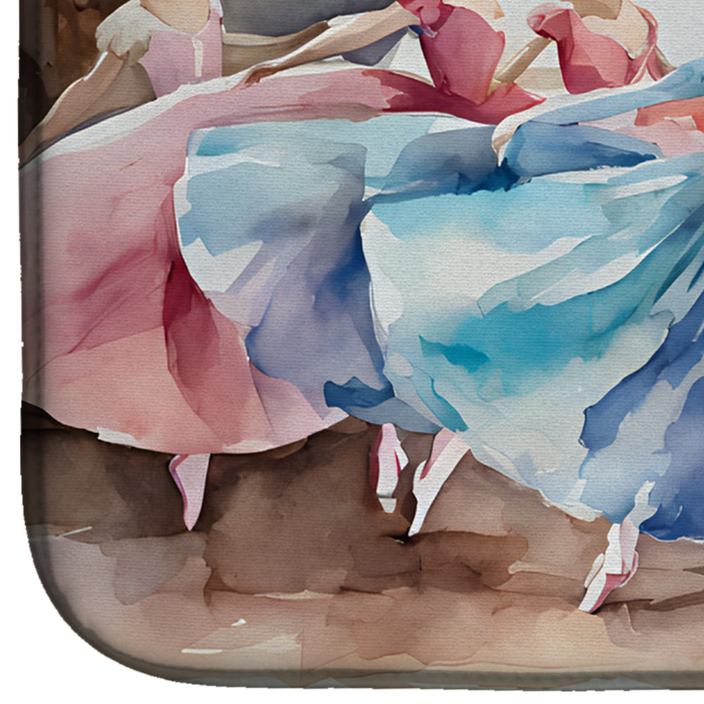 Christmas Nutcracker Ballet Dancers Performance Watercolor Dish Drying Mat Absorbent Dish Drying Mat Pad for Kitchen Counter Dish Drainer Mat for Countertop, 14 x 21", Multicolor