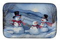 Christmas Snowman Family Winter Landscape Watercolor Dish Drying Mat Absorbent Dish Drying Mat Pad for Kitchen Counter Dish Drainer Mat for Countertop, 14 x 21", Multicolor