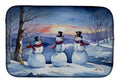 Christmas Snowmen in Snowy Field Winter Watercolor Dish Drying Mat Absorbent Dish Drying Mat Pad for Kitchen Counter Dish Drainer Mat for Countertop, 14 x 21", Multicolor