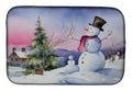 Snowman Winter Landscape Christmas Watercolor Dish Drying Mat Absorbent Dish Drying Mat Pad for Kitchen Counter Dish Drainer Mat for Countertop, 14 x 21", Multicolor