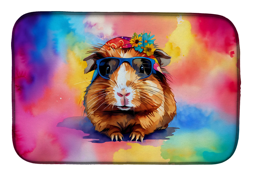 Hippie Animal Guinea Pig Dish Drying Mat Absorbent Dish Drying Mat Pad for Kitchen Counter Dish Drainer Mat for Countertop, 14 x 21", Multicolor