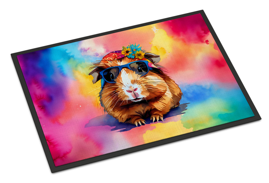 Hippie Animal Guinea Pig Doormat Indoor Outdoor 18H X 27W Front Door Mat Rugs for Entryway, Non Slip Washable