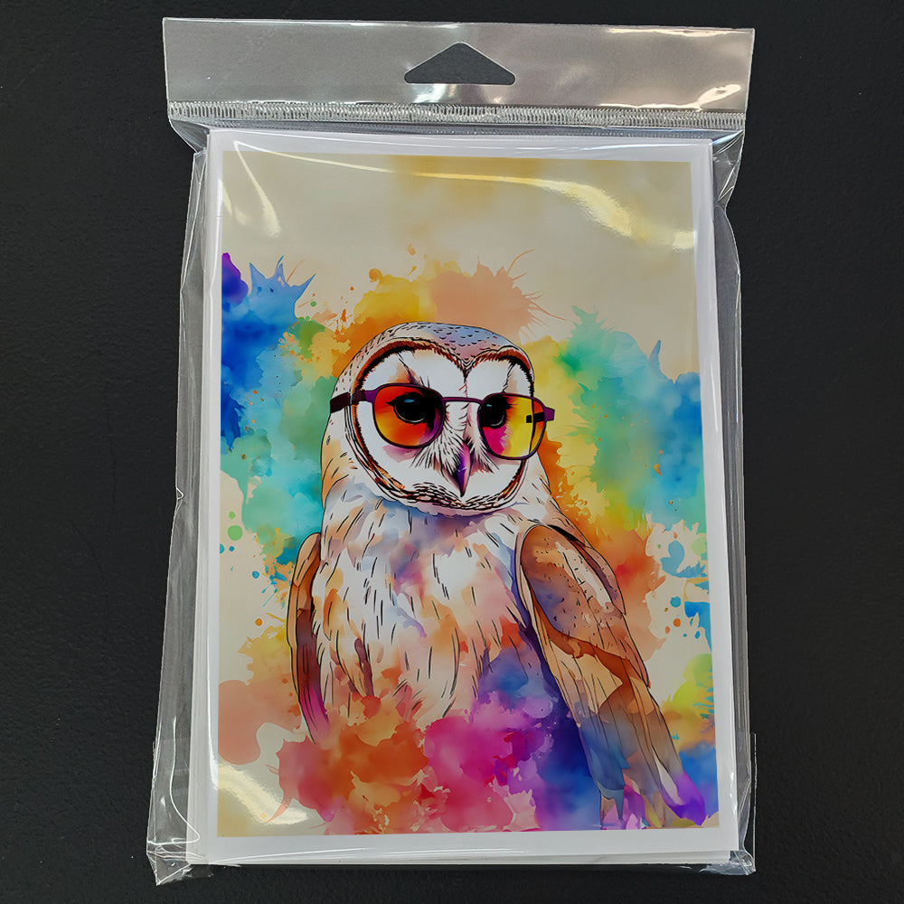 Hippie Animal Barn Owl Greeting Cards Pack of 8 Blank Cards with Envelopes Whimsical A7 Size 5x7