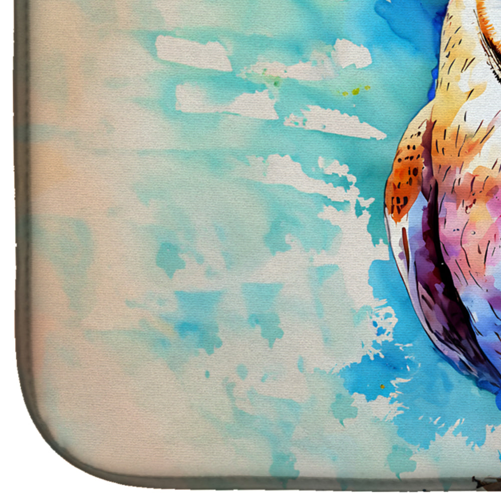 Hippie Animal Barn Owl Dish Drying Mat Absorbent Dish Drying Mat Pad for Kitchen Counter Dish Drainer Mat for Countertop, 14 x 21", Multicolor