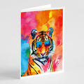 Hippie Animal Bengal Tiger Greeting Cards Pack of 8 Blank Cards with Envelopes Whimsical A7 Size 5x7