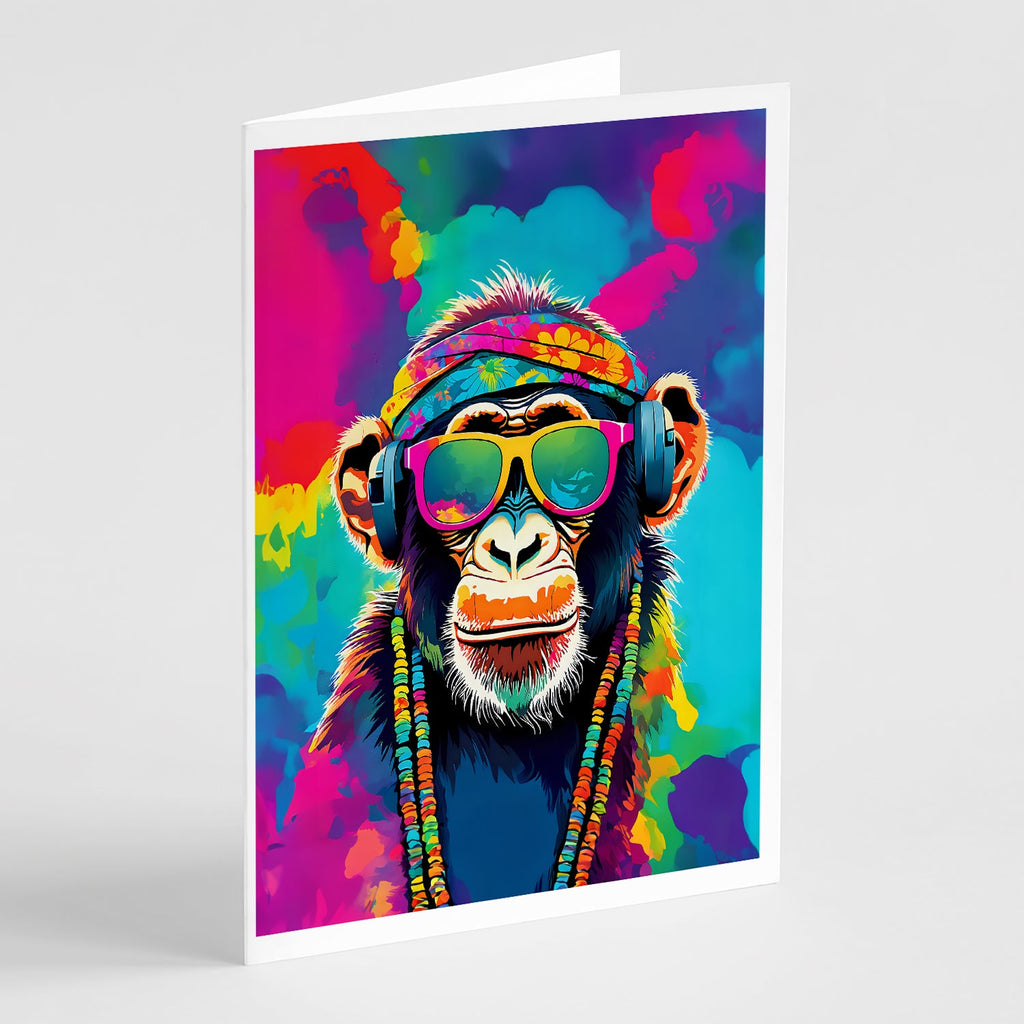 Hippie Animal Chimpanzee Greeting Cards Pack of 8 Blank Cards with Envelopes Whimsical A7 Size 5x7