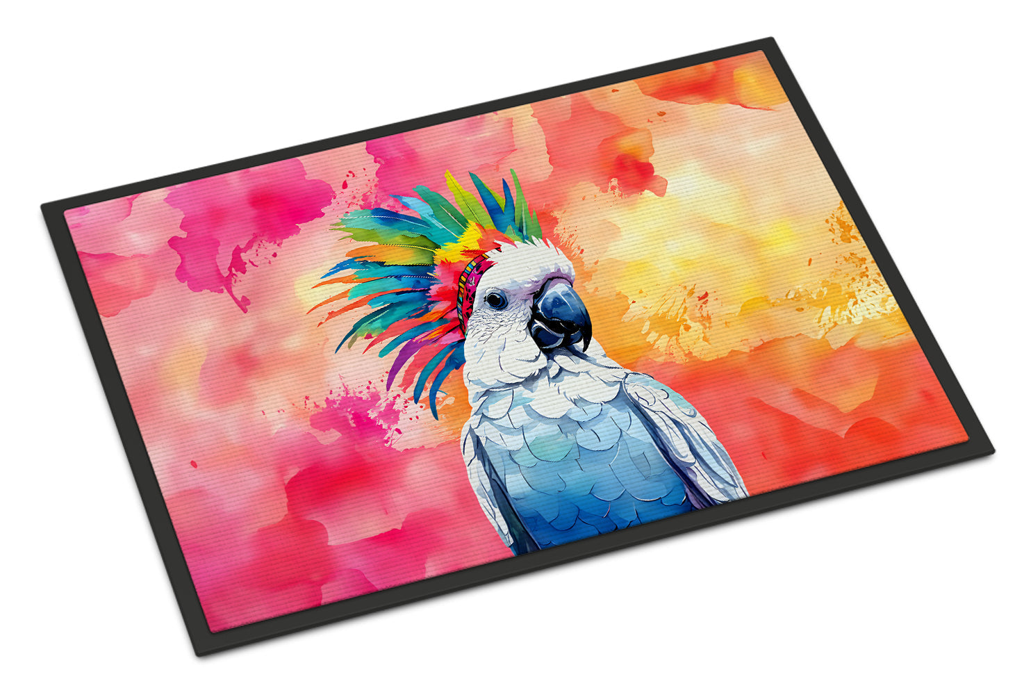 Hippie Animal Cockatoo Doormat Indoor Outdoor 18H X 27W Front Door Mat Rugs for Entryway, Non Slip Washable