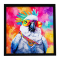 Hippie Animal Cockatoo Framed Metal Print Bathroom, Kitchen, Office, Home Decor Wall Art Ready to Hang, Square, 8X8