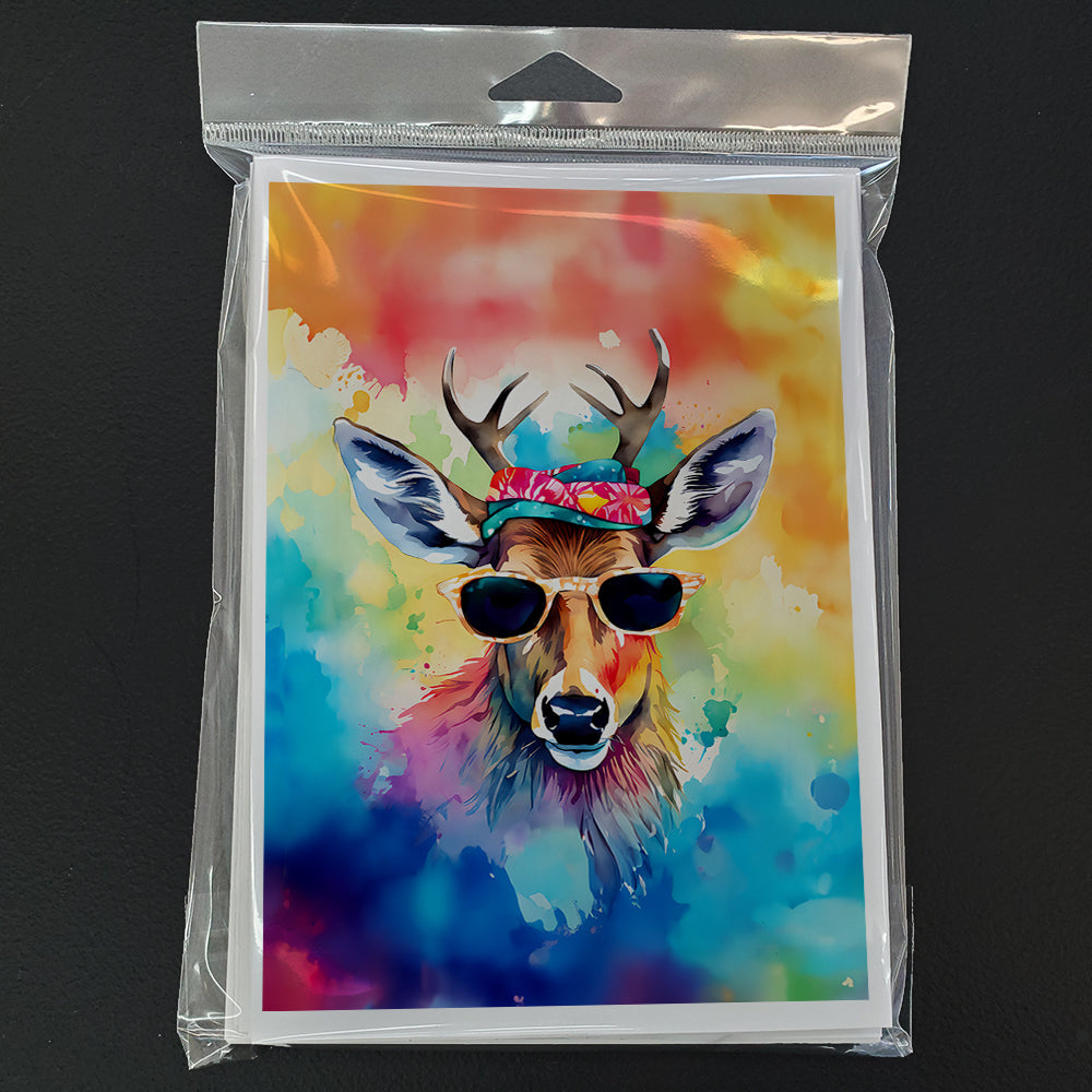 Hippie Animal Deer Greeting Cards Pack of 8 Blank Cards with Envelopes Whimsical A7 Size 5x7
