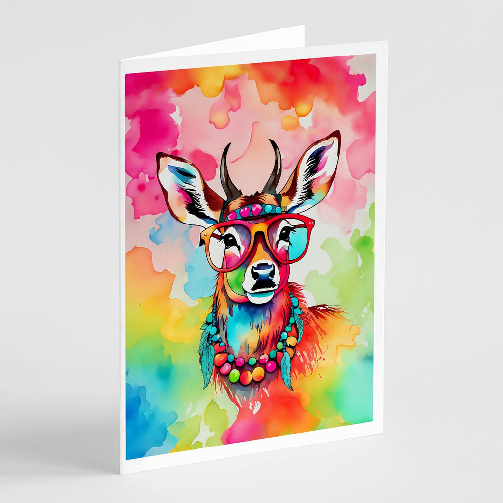 Hippie Animal Deer Greeting Cards Pack of 8 Blank Cards with Envelopes Whimsical A7 Size 5x7