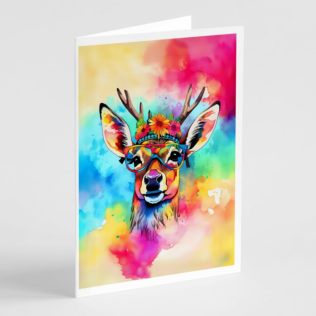 Hippie Animal Deer Greeting Cards Pack of 8 Blank Cards with Envelopes Whimsical A7 Size 5x7