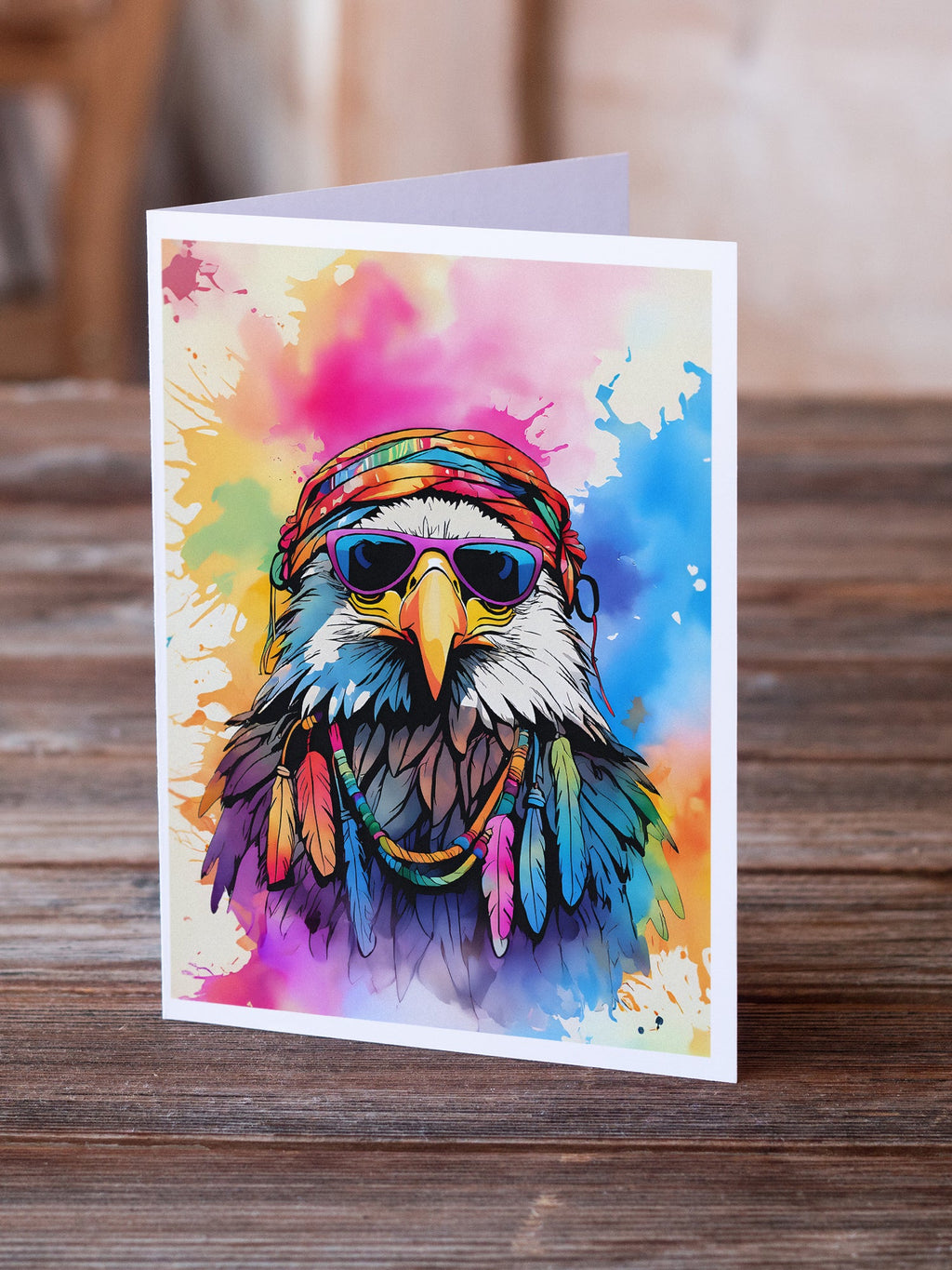 Hippie Animal Eagle Greeting Cards Pack of 8 Blank Cards with Envelopes Whimsical A7 Size 5x7