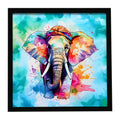 Hippie Animal Elephant Framed Metal Print Bathroom, Kitchen, Office, Home Decor Wall Art Ready to Hang, Square, 8X8