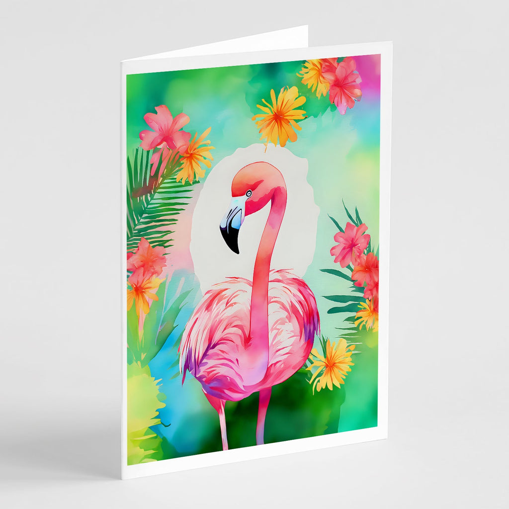 Hippie Animal Flamingo Greeting Cards Pack of 8 Blank Cards with Envelopes Whimsical A7 Size 5x7