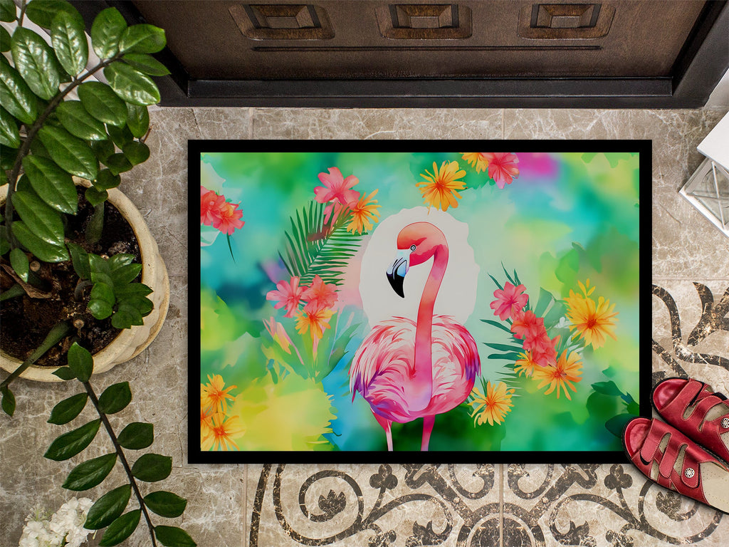 Hippie Animal Flamingo Doormat Indoor Outdoor 24H X 36W Front Door Mat Rugs for Entryway, Non Slip Washable Low Pile,