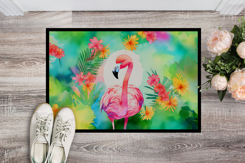 Hippie Animal Flamingo Doormat Indoor Outdoor 18H X 27W Front Door Mat Rugs for Entryway, Non Slip Washable