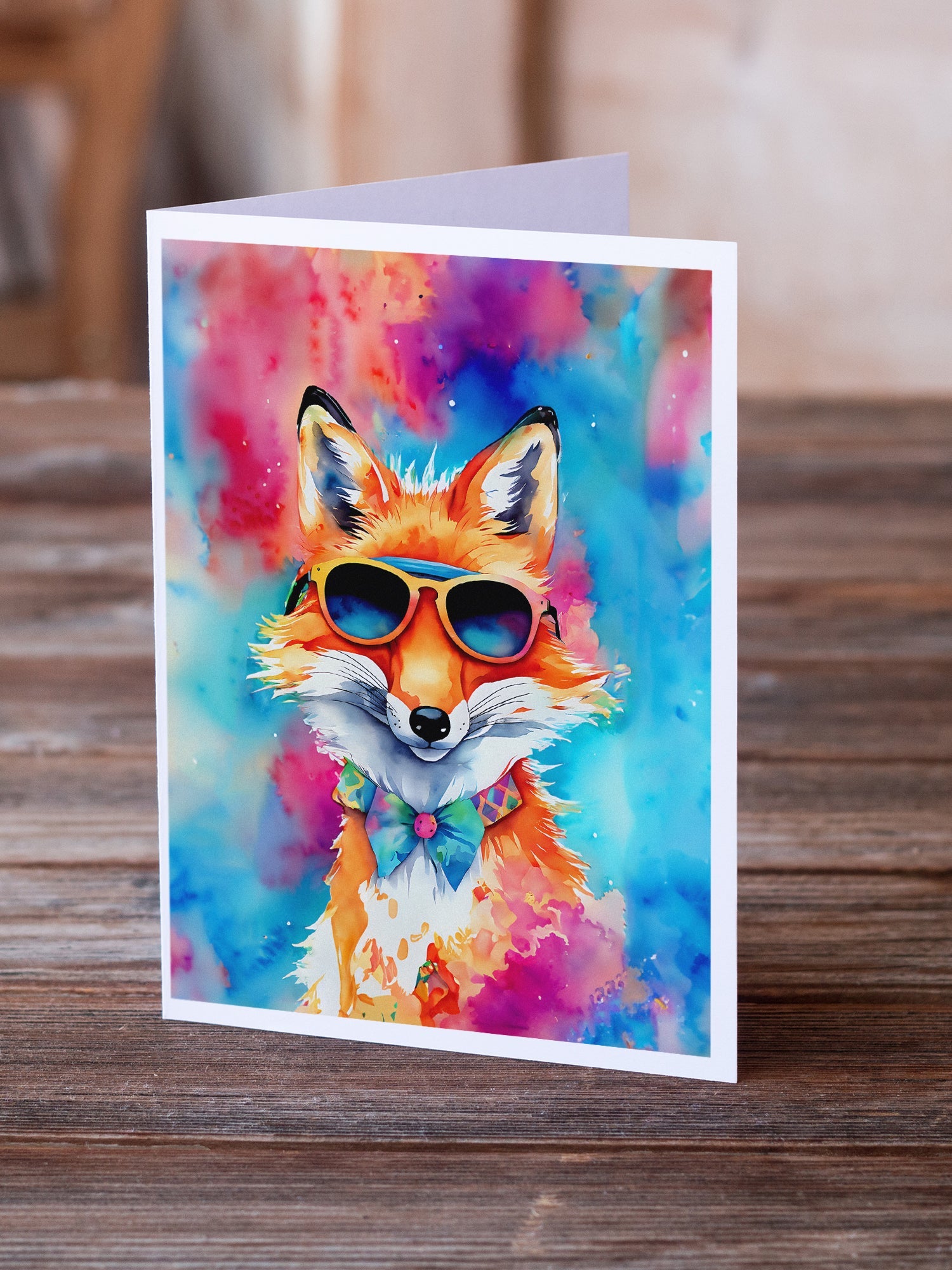 Hippie Animal Fox Greeting Cards Pack of 8 Blank Cards with Envelopes Whimsical A7 Size 5x7