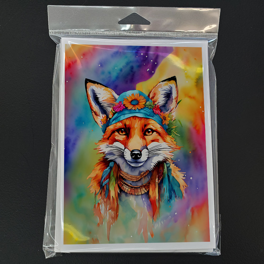 Hippie Animal Fox Greeting Cards Pack of 8 Blank Cards with Envelopes Whimsical A7 Size 5x7