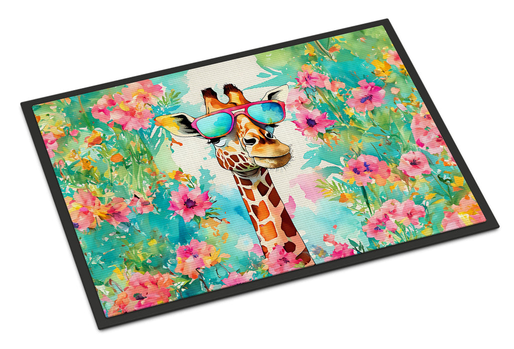 Hippie Animal Giraffe Doormat Indoor Outdoor 24H X 36W Front Door Mat Rugs for Entryway, Non Slip Washable Low Pile,