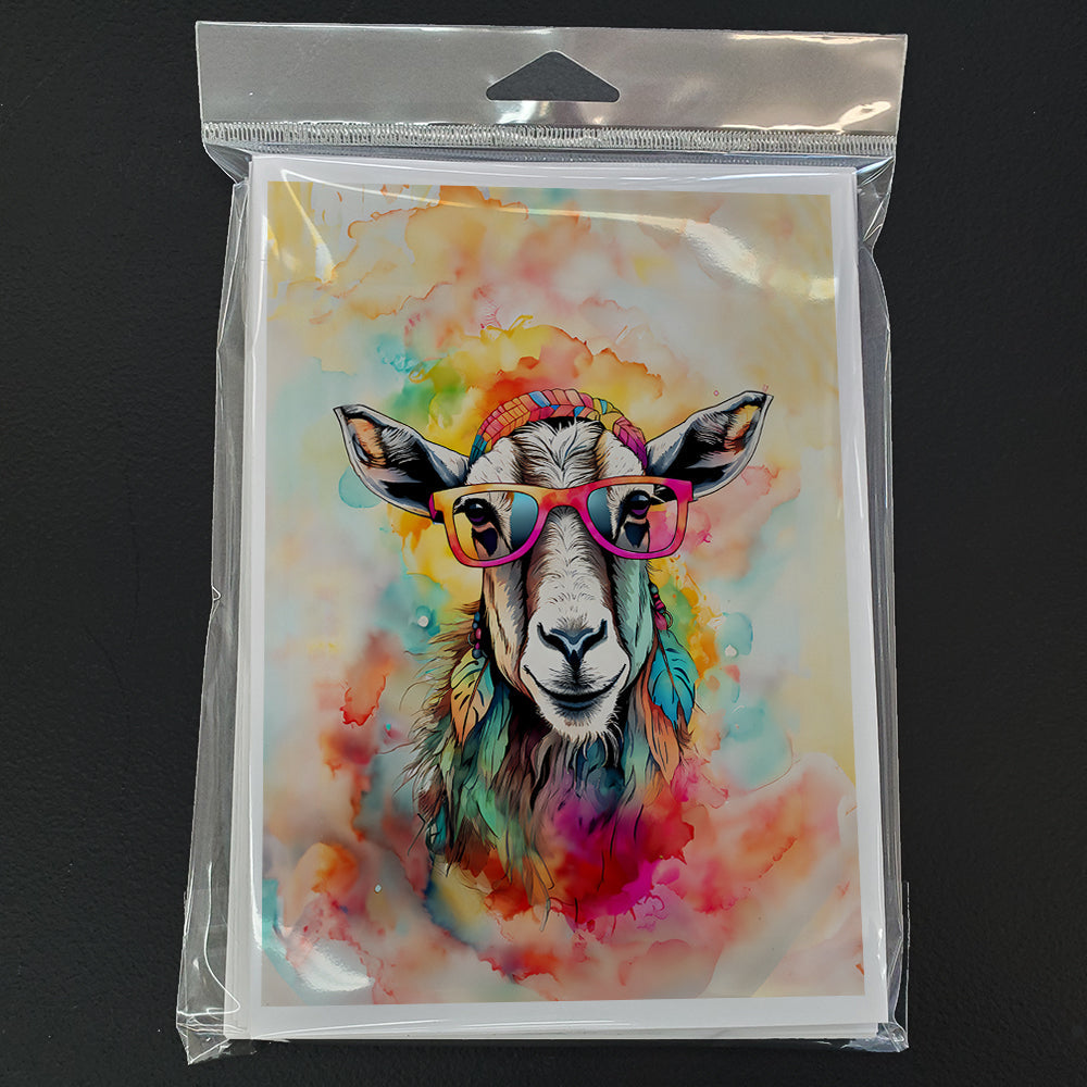 Hippie Animal Goat Greeting Cards Pack of 8 Blank Cards with Envelopes Whimsical A7 Size 5x7
