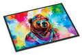 Hippie Animal Grizzly Bear Doormat Indoor Outdoor 18H X 27W Front Door Mat Rugs for Entryway, Non Slip Washable