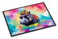 Hippie Animal Hippopotamus Doormat Indoor Outdoor 18H X 27W Front Door Mat Rugs for Entryway, Non Slip Washable