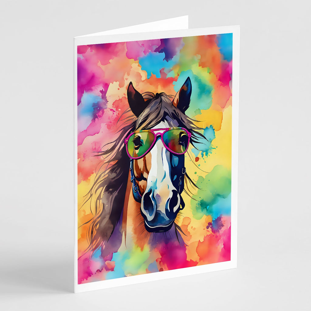Hippie Animal Horse Greeting Cards Pack of 8 Blank Cards with Envelopes Whimsical A7 Size 5x7