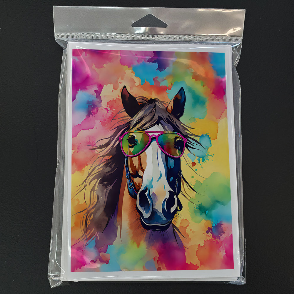 Hippie Animal Horse Greeting Cards Pack of 8 Blank Cards with Envelopes Whimsical A7 Size 5x7