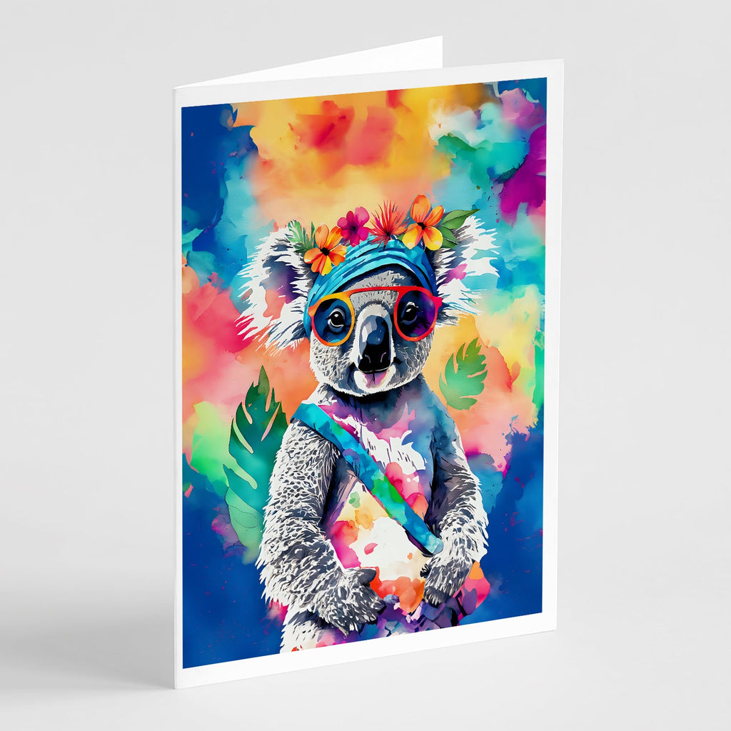 Hippie Animal Koala Greeting Cards Pack of 8 Blank Cards with Envelopes Whimsical A7 Size 5x7