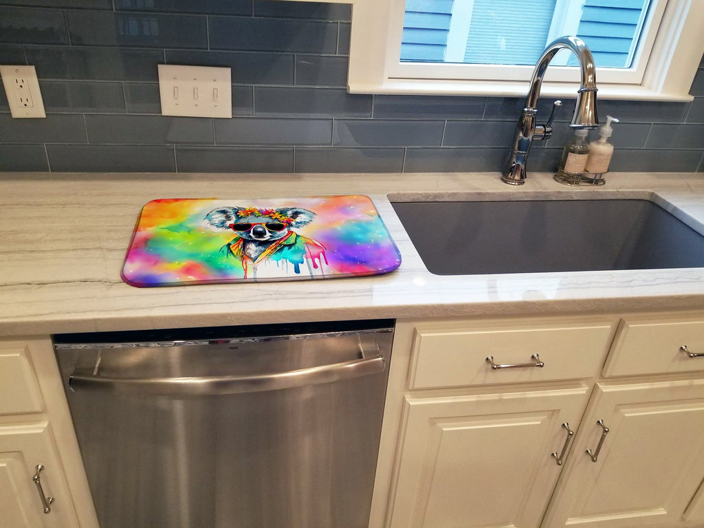 Hippie Animal Koala Dish Drying Mat Absorbent Dish Drying Mat Pad for Kitchen Counter Dish Drainer Mat for Countertop, 14 x 21", Multicolor