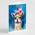 Hippie Animal Llama Greeting Cards Pack of 8 Blank Cards with Envelopes Whimsical A7 Size 5x7