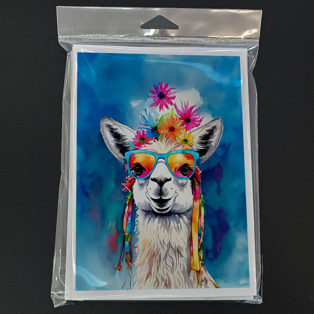 Hippie Animal Llama Greeting Cards Pack of 8 Blank Cards with Envelopes Whimsical A7 Size 5x7