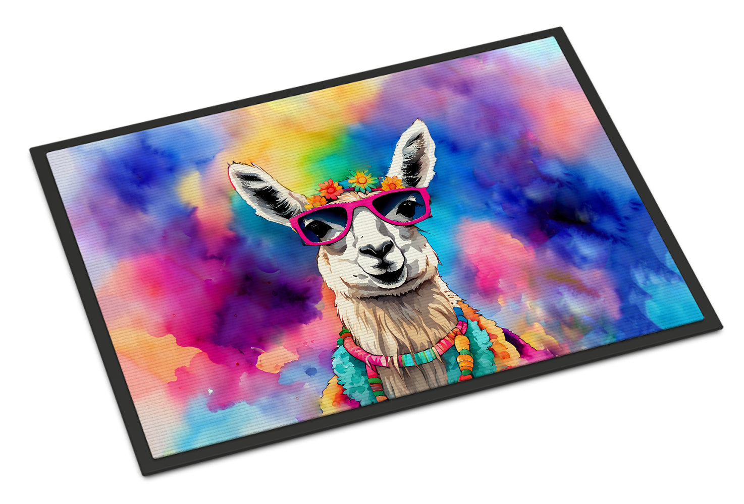 Hippie Animal Llama Doormat Indoor Outdoor 18H X 27W Front Door Mat Rugs for Entryway, Non Slip Washable