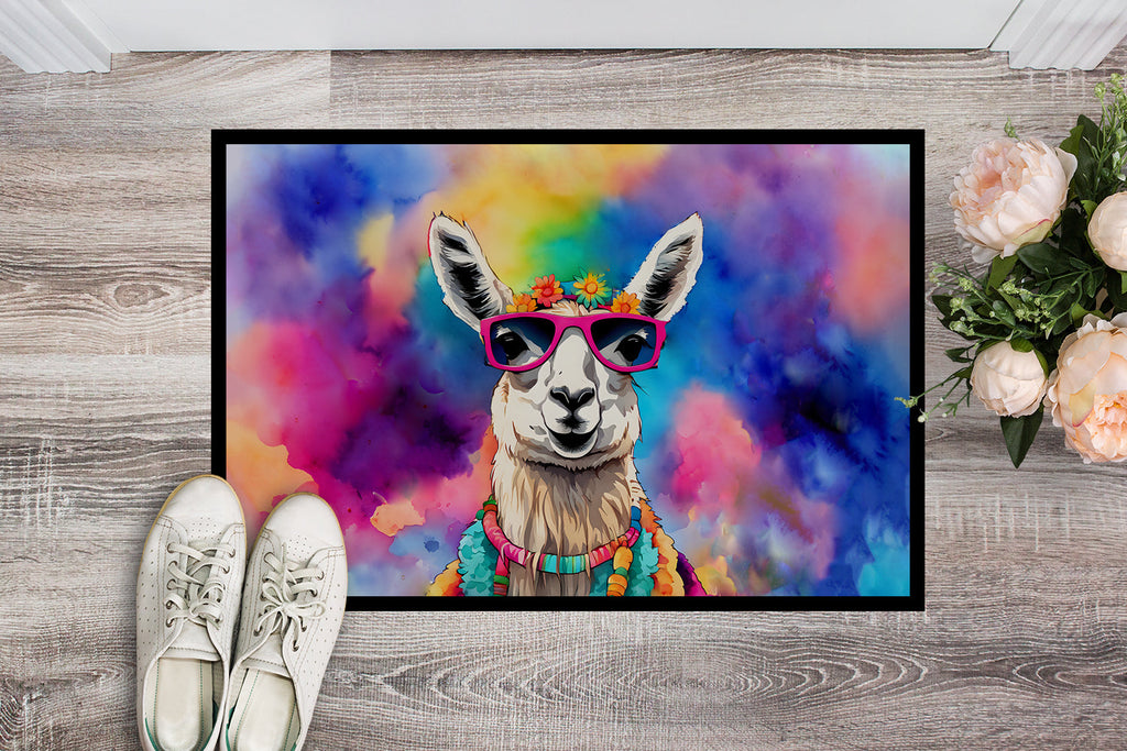 Hippie Animal Llama Doormat Indoor Outdoor 18H X 27W Front Door Mat Rugs for Entryway, Non Slip Washable