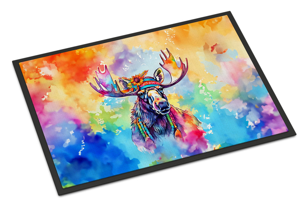 Hippie Animal Moose Doormat Indoor Outdoor 18H X 27W Front Door Mat Rugs for Entryway, Non Slip Washable
