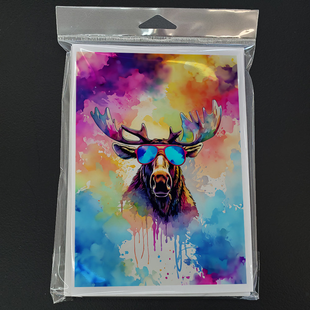 Hippie Animal Moose Greeting Cards Pack of 8 Blank Cards with Envelopes Whimsical A7 Size 5x7
