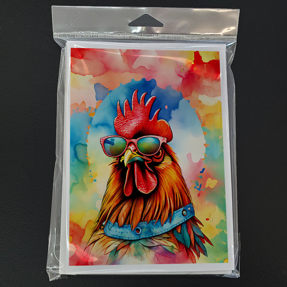 Hippie Animal Red Rooster Greeting Cards Pack of 8 Blank Cards with Envelopes Whimsical A7 Size 5x7