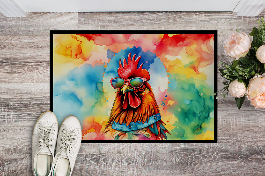 Hippie Animal Red Rooster Doormat Indoor Outdoor 24H X 36W Front Door Mat Rugs for Entryway, Non Slip Washable Low Pile,