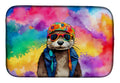 Hippie Animal Otter Dish Drying Mat Absorbent Dish Drying Mat Pad for Kitchen Counter Dish Drainer Mat for Countertop, 14 x 21", Multicolor