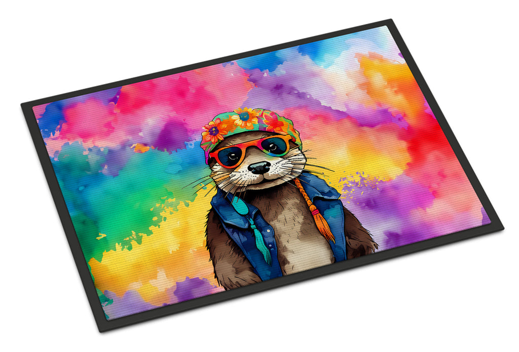 Hippie Animal Otter Doormat Indoor Outdoor 24H X 36W Front Door Mat Rugs for Entryway, Non Slip Washable Low Pile,