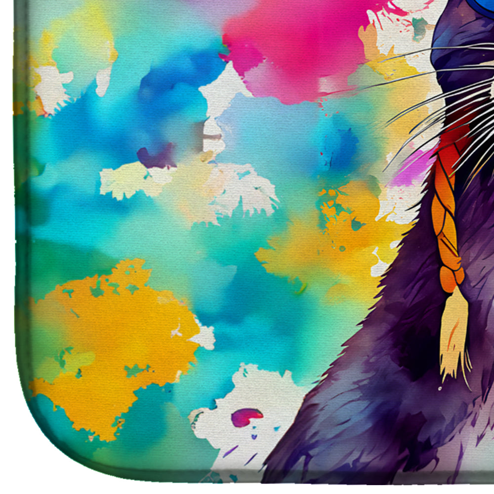 Hippie Animal Otter Dish Drying Mat Absorbent Dish Drying Mat Pad for Kitchen Counter Dish Drainer Mat for Countertop, 14 x 21", Multicolor